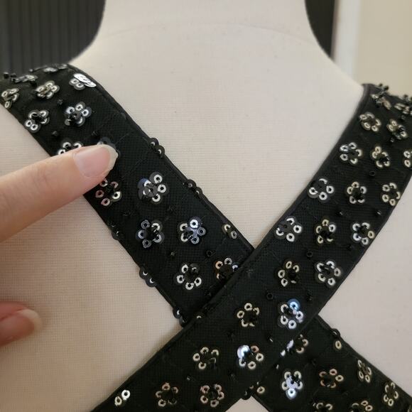 Mac Duggal 68166 Black Sequin Cut Out Cross High Slit Formal Evening Gown 8 - Picture 10 of 11